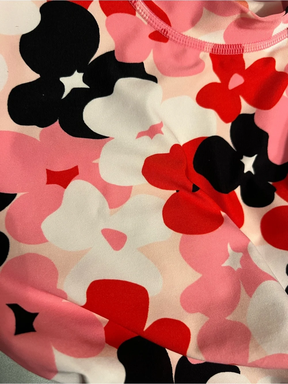 Coolibar Pink and Red Floral Short Sleeve girls Large Surf Shirt swim top